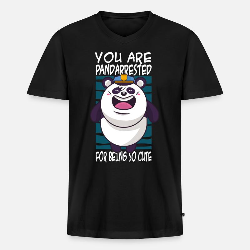 Panda Spruch niedlich - Männer Premium Bio T-Shirt mit V-Ausschnitt - Schwarz