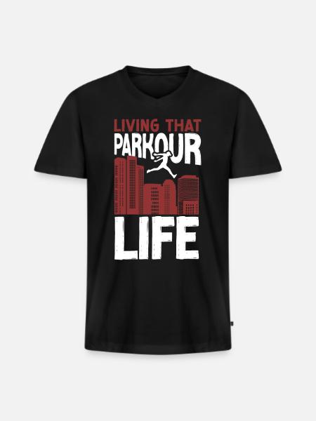 Parkour Free Running Traceur - Men's Premium Organic T-shirt with V-neck - black