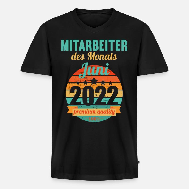 Mitarbeiter des Monats Juni 2022 - Männer Premium Bio T-Shirt mit V-Ausschnitt - Schwarz