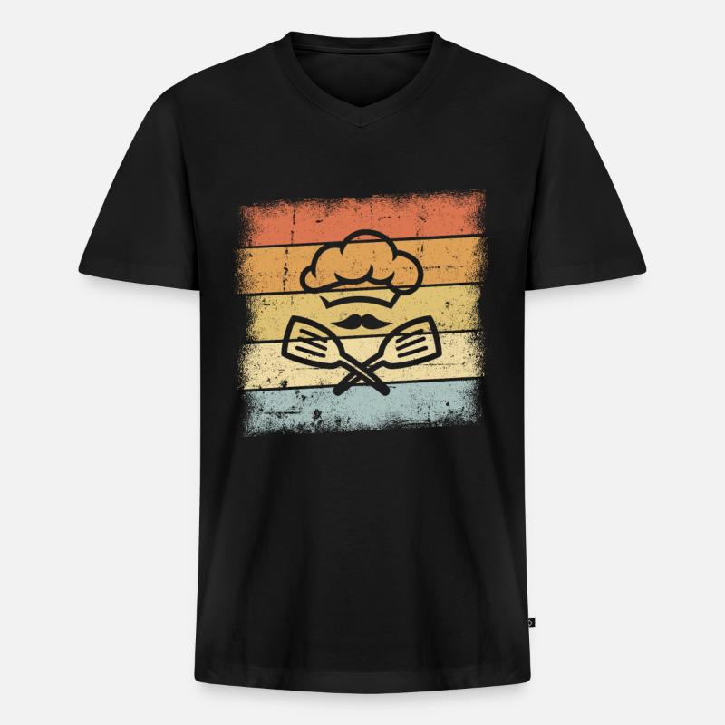 Koch Geschenk - Männer Premium Bio T-Shirt mit V-Ausschnitt - Schwarz