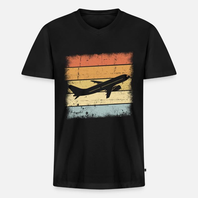 Pilot Geschenk - Männer Premium Bio T-Shirt mit V-Ausschnitt - Schwarz