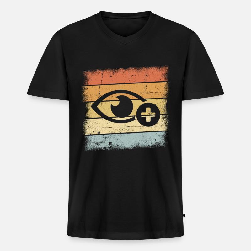 Optiker - Männer Premium Bio T-Shirt mit V-Ausschnitt - Schwarz