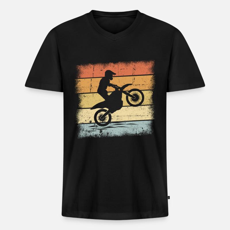 Motorcross Retro - Männer Premium Bio T-Shirt mit V-Ausschnitt - Schwarz