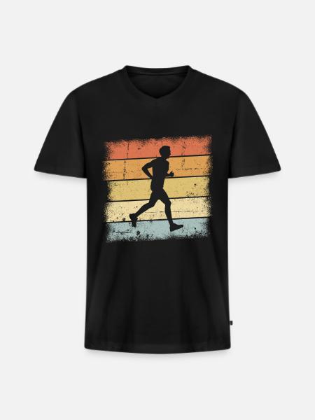 Jogging Sunset - Men's Premium Organic T-shirt with V-neck - black