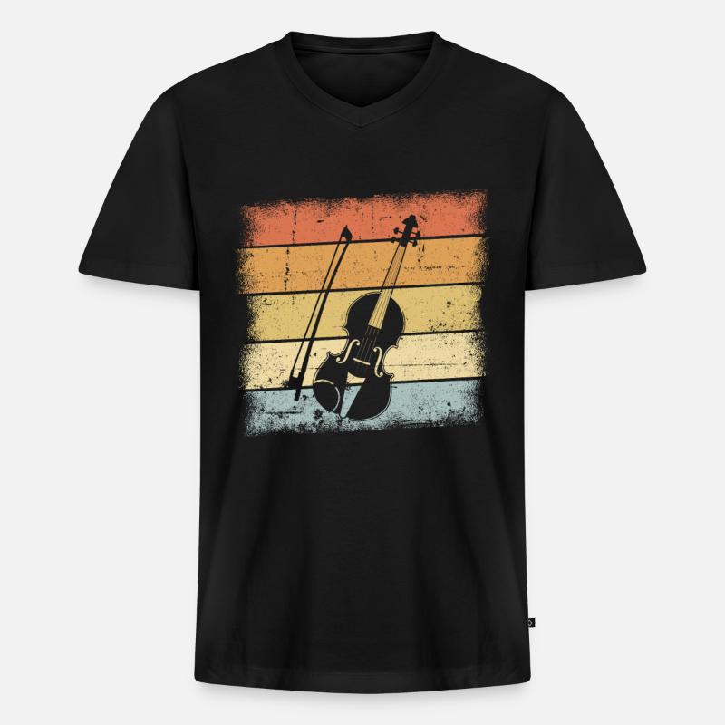 Violine - Männer Premium Bio T-Shirt mit V-Ausschnitt - Schwarz