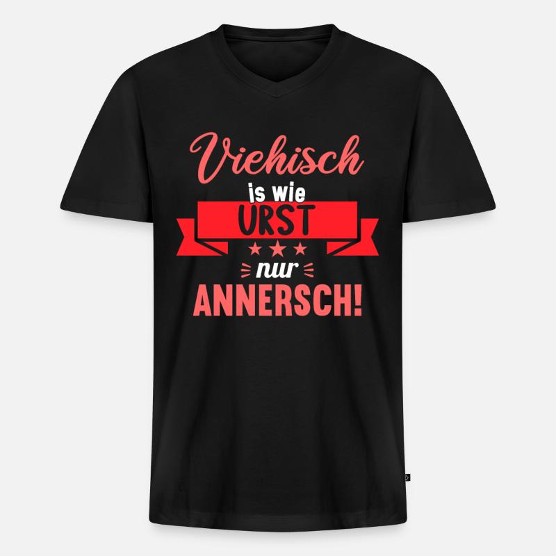 Sächsischer Dialekt Sachsen Sächsische Sprüche - Männer Premium Bio T-Shirt mit V-Ausschnitt - Schwarz