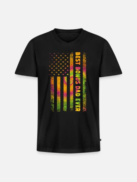 Best Bonus Dad ever - Men's Premium Organic T-shirt with V-neck - black