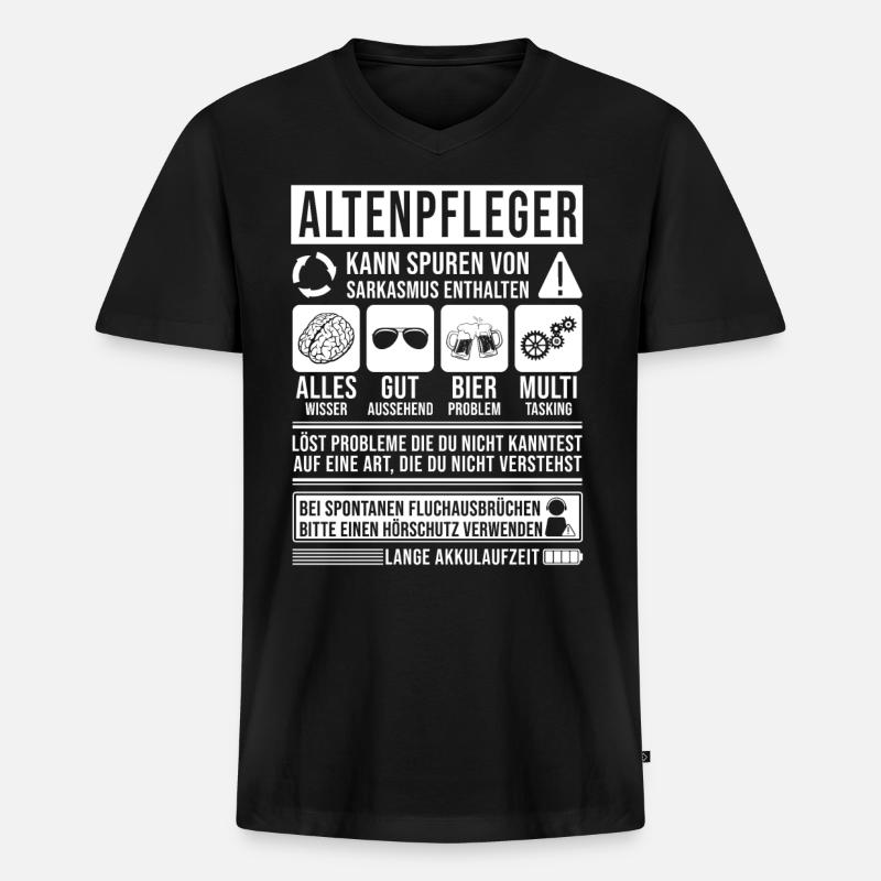 Altenpfleger Spruch lustig - Männer Premium Bio T-Shirt mit V-Ausschnitt - Schwarz
