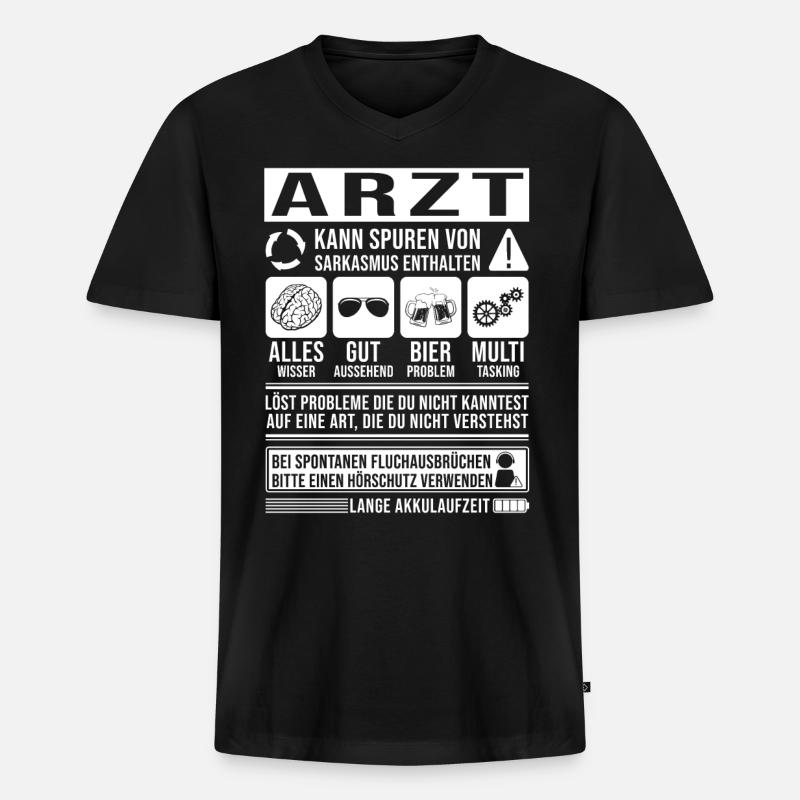 Arzt Spruch lustig - Männer Premium Bio T-Shirt mit V-Ausschnitt - Schwarz