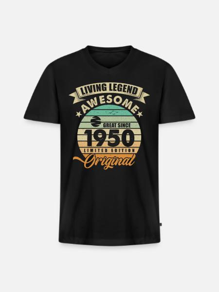 1950 Birthday - Men's Premium Organic T-shirt with V-neck - black