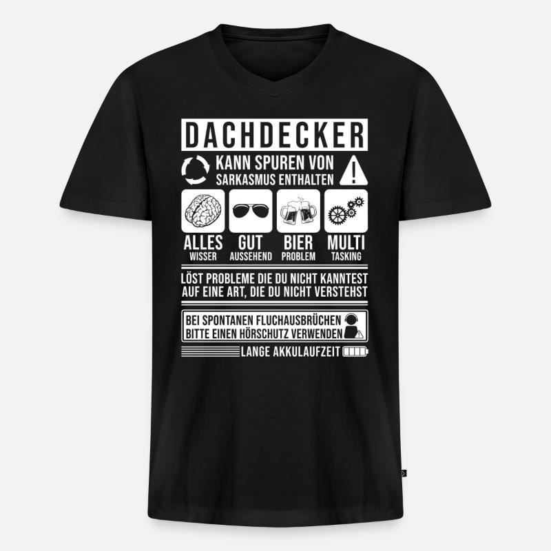 Dachdecker Sprüche Dachdecker - Männer Premium Bio T-Shirt mit V-Ausschnitt - Schwarz