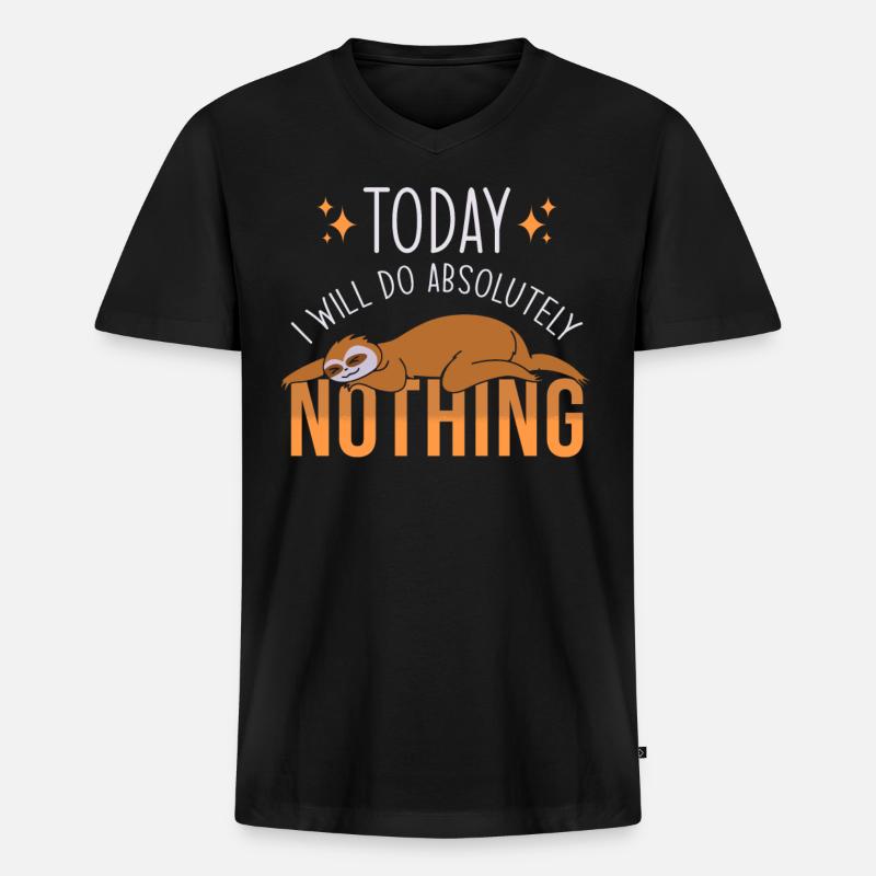 Faultier Geschenk Faultier Sprüche - Männer Premium Bio T-Shirt mit V-Ausschnitt - Schwarz
