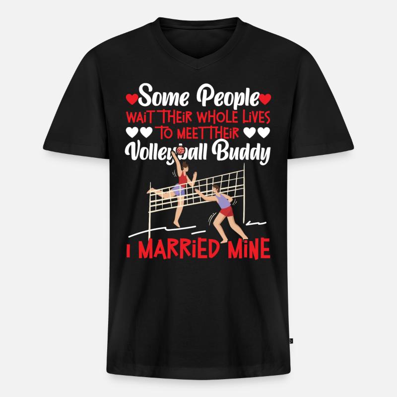 Volleyball Player Team Husband - Männer Premium Bio T-Shirt mit V-Ausschnitt - Schwarz