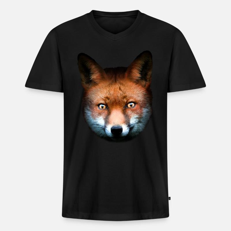 Fuchs Rotfuchs Tierisch Tiermotiv Kinder - Männer Premium Bio T-Shirt mit V-Ausschnitt - Schwarz