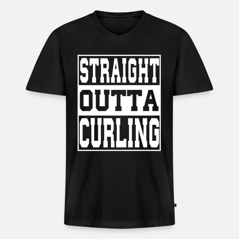 Curling Spruch lustig - Männer Premium Bio T-Shirt mit V-Ausschnitt - Schwarz