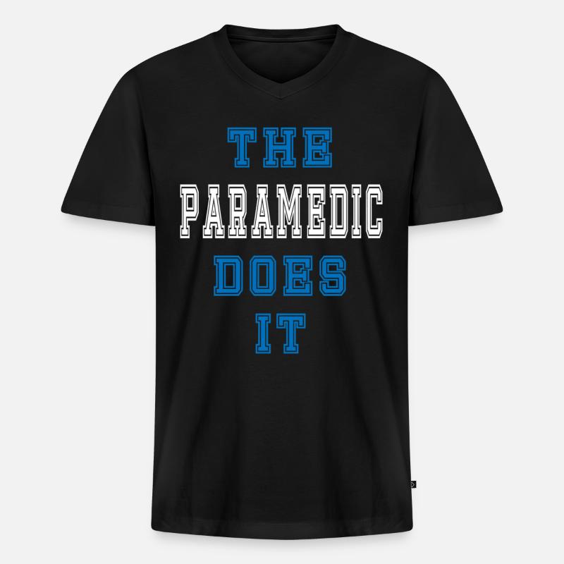 The Sanitäter does it - Männer Premium Bio T-Shirt mit V-Ausschnitt - Schwarz