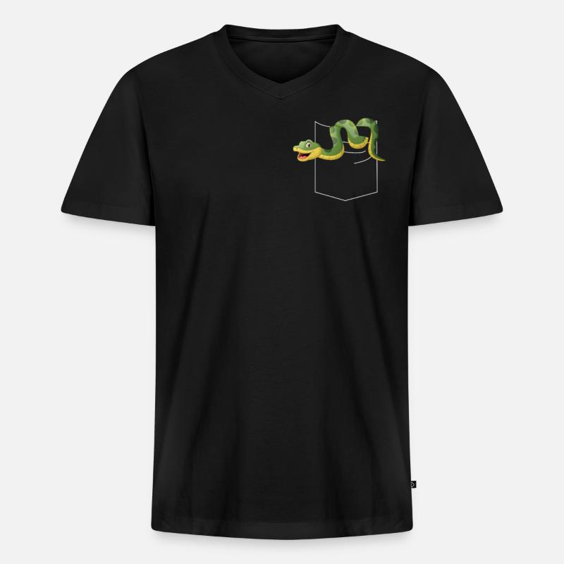 Snake Serpent Pocket - Männer Premium Bio T-Shirt mit V-Ausschnitt - Schwarz
