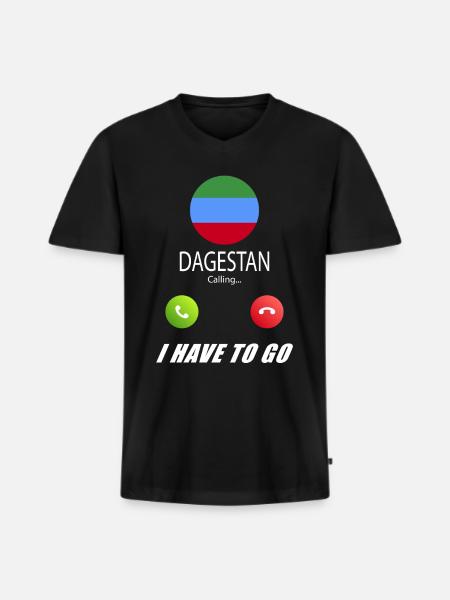 Dagestan calls lusiger flags saying - Men's Premium Organic T-shirt with V-neck - black