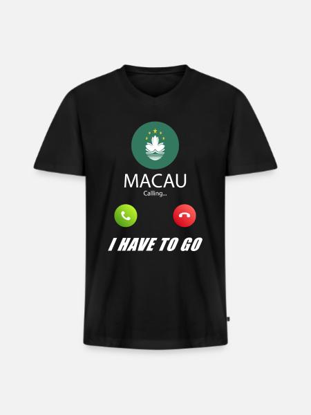 Macau calls lusiger flags saying - Men's Premium Organic T-shirt with V-neck - black