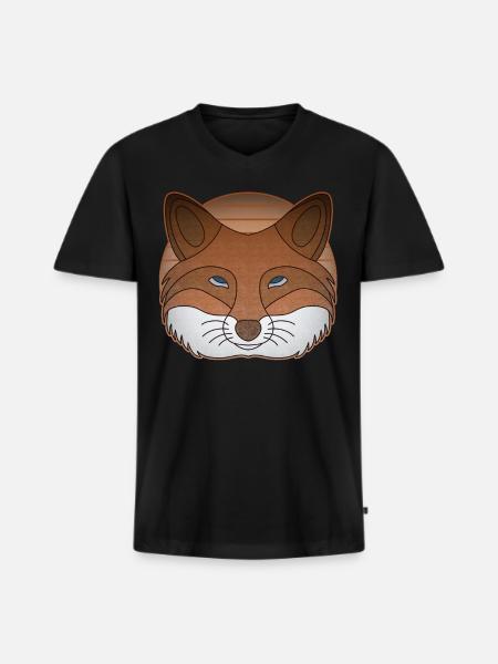 Fuchs Waldtier Motiv - Männer Premium Bio T-Shirt mit V-Ausschnitt - Schwarz