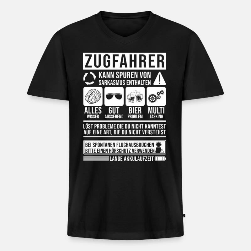 Zugfahrer Spruch lustig - Männer Premium Bio T-Shirt mit V-Ausschnitt - Schwarz
