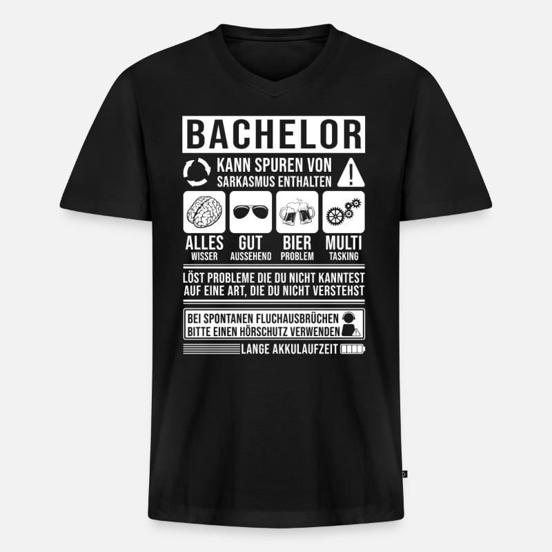 Bachelor Spruch lustig - Männer Premium Bio T-Shirt mit V-Ausschnitt - Schwarz