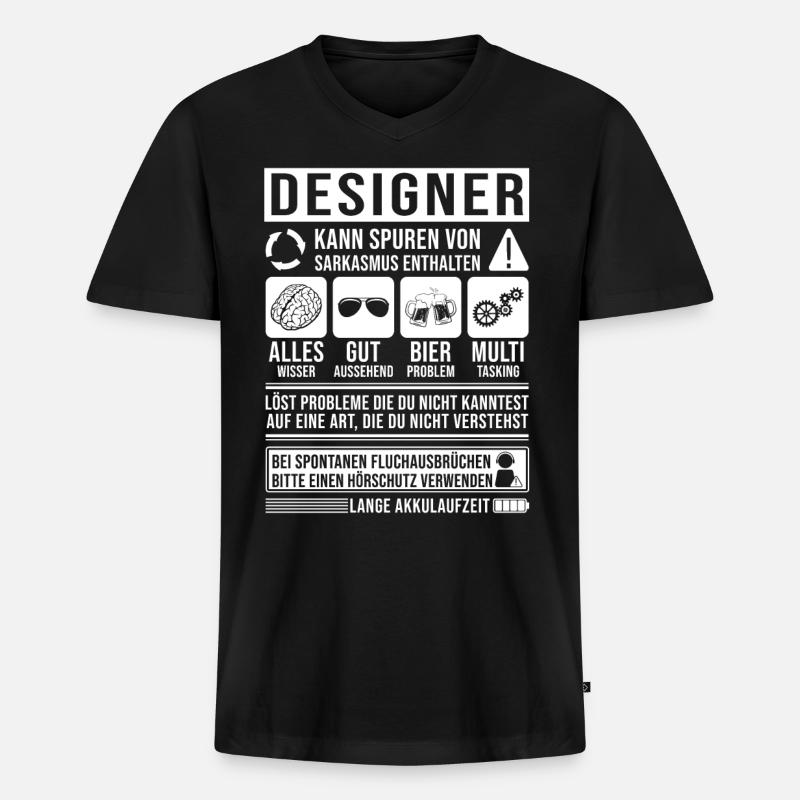 Designer Spruch lustig - Männer Premium Bio T-Shirt mit V-Ausschnitt - Schwarz