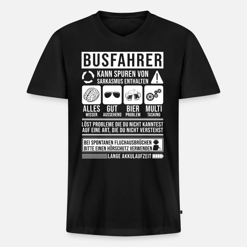 Busfahrer Spruch lustig - Männer Premium Bio T-Shirt mit V-Ausschnitt - Schwarz