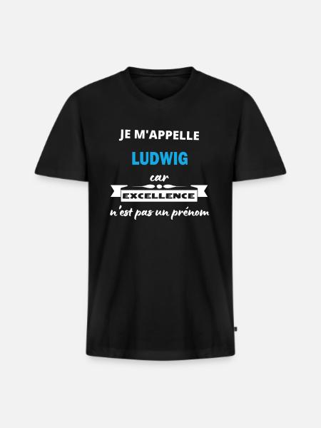 Je m'appelle excellence Ludwig - T-shirt encolure en V Premium bio Homme - noir