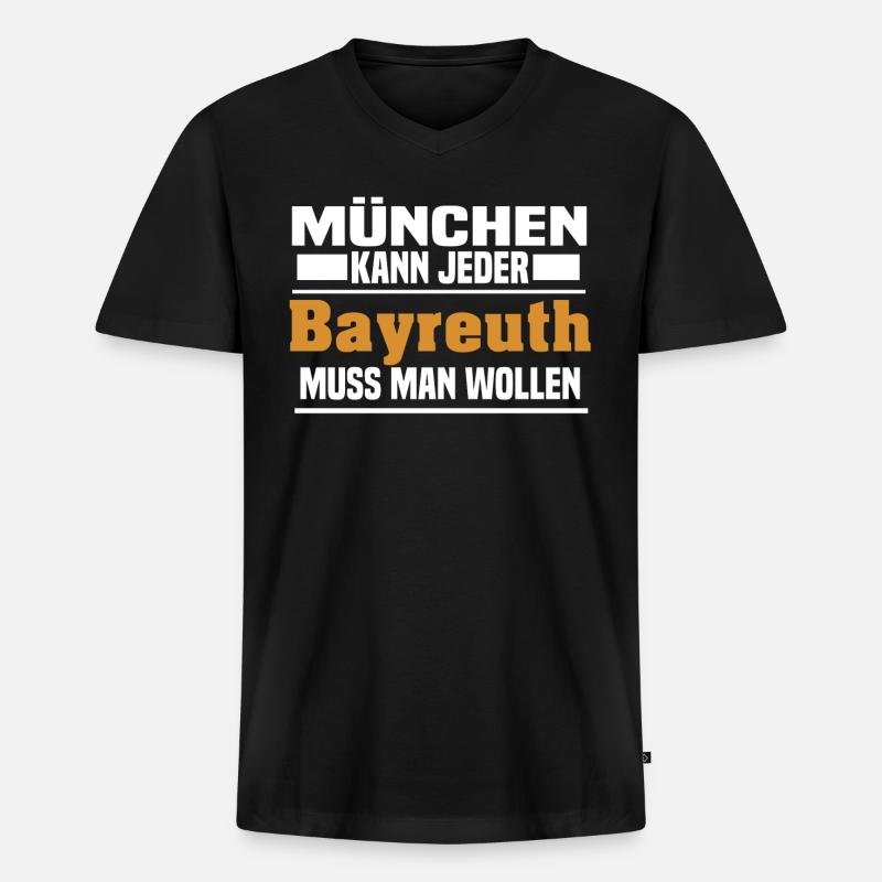 Bayreuth - Männer Premium Bio T-Shirt mit V-Ausschnitt - Schwarz
