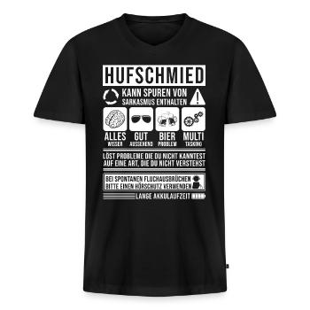 Hufschmied Spruch lustig - Männer Premium Bio T-Shirt mit V-Ausschnitt - Schwarz - Vorne - Nico (187cm)