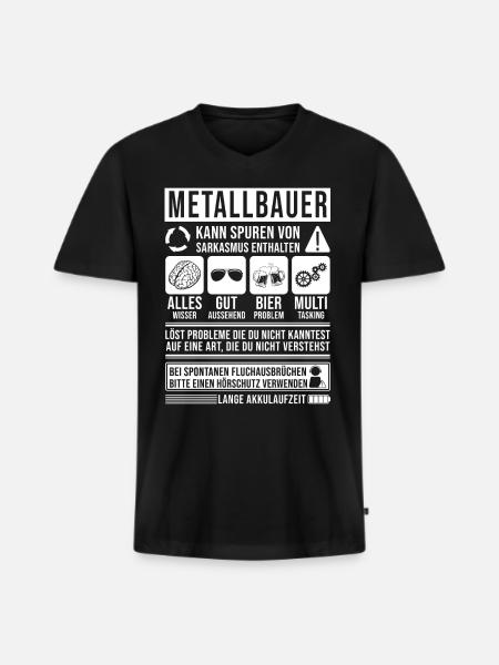 Metallbauer Spruch lustig - Männer Premium Bio T-Shirt mit V-Ausschnitt - Schwarz