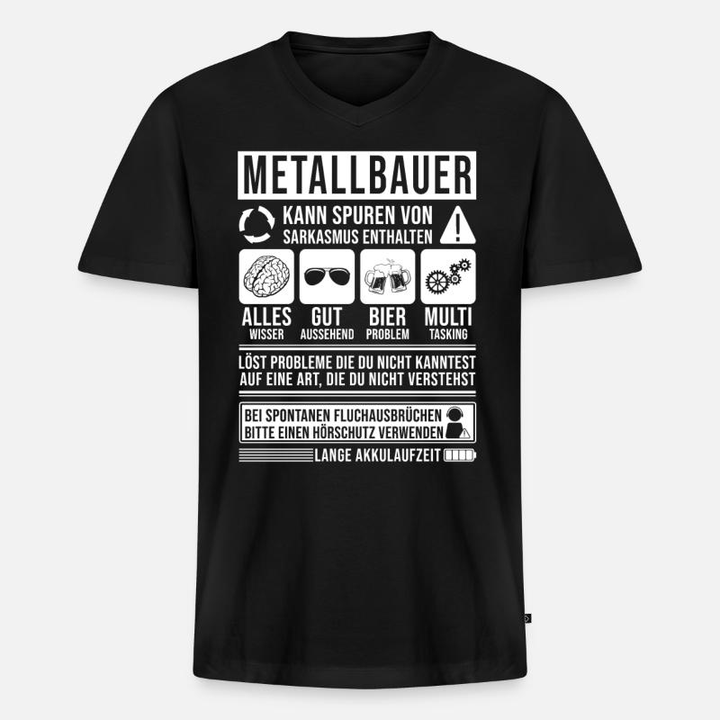 Metallbauer Spruch lustig - Männer Premium Bio T-Shirt mit V-Ausschnitt - Schwarz