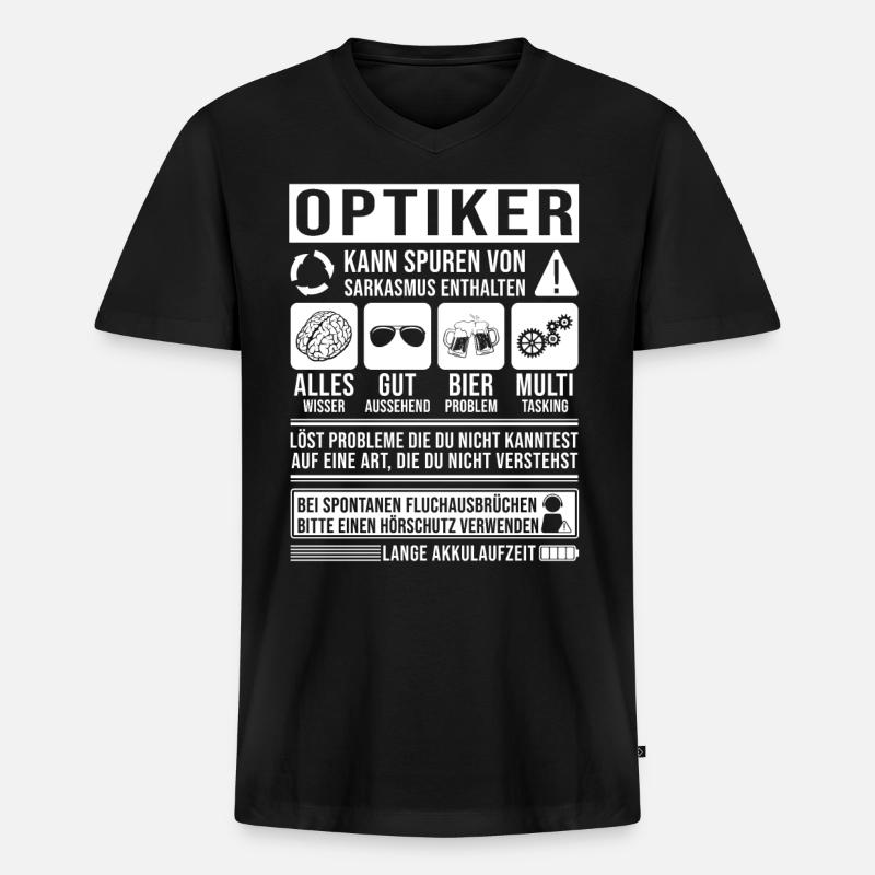 Optiker Spruch lustig - Männer Premium Bio T-Shirt mit V-Ausschnitt - Schwarz