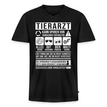 Tierarzt Spruch lustig - Männer Premium Bio T-Shirt mit V-Ausschnitt - Schwarz - Vorne - Nico (187cm)