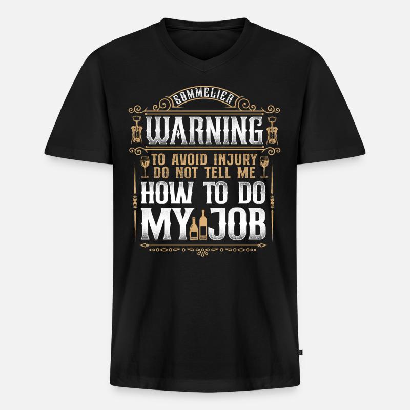Sommelier Wine Drinking Tasting - Männer Premium Bio T-Shirt mit V-Ausschnitt - Schwarz