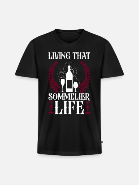 Sommelier Wine Drinking Tasting - Männer Premium Bio T-Shirt mit V-Ausschnitt - Schwarz