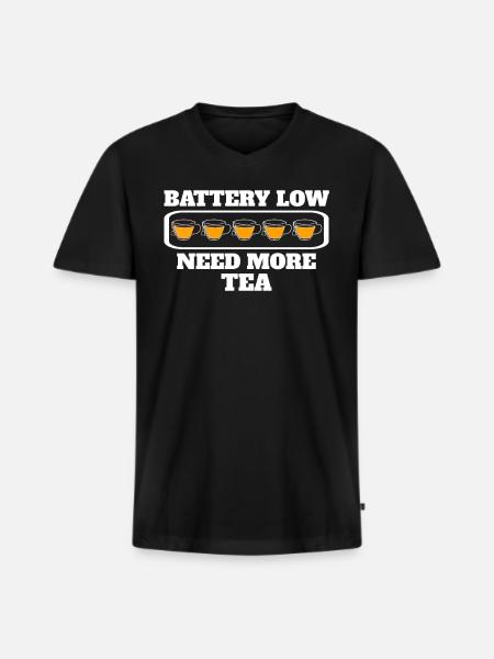 Funny Breakfast Tea Saying - Men's Premium Organic T-shirt with V-neck - black