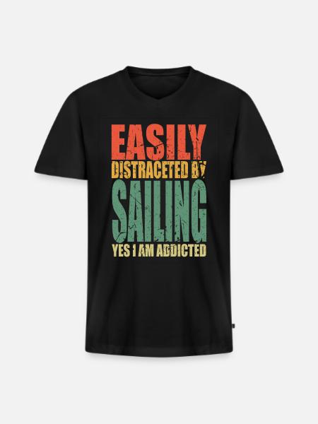 Sailing saying funny - Men's Premium Organic T-shirt with V-neck - black