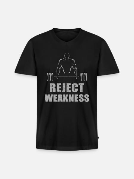reject weakness - Men's Premium Organic T-shirt with V-neck - black