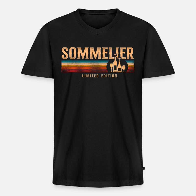 Sommelier Wine Drinking Tasting - Männer Premium Bio T-Shirt mit V-Ausschnitt - Schwarz