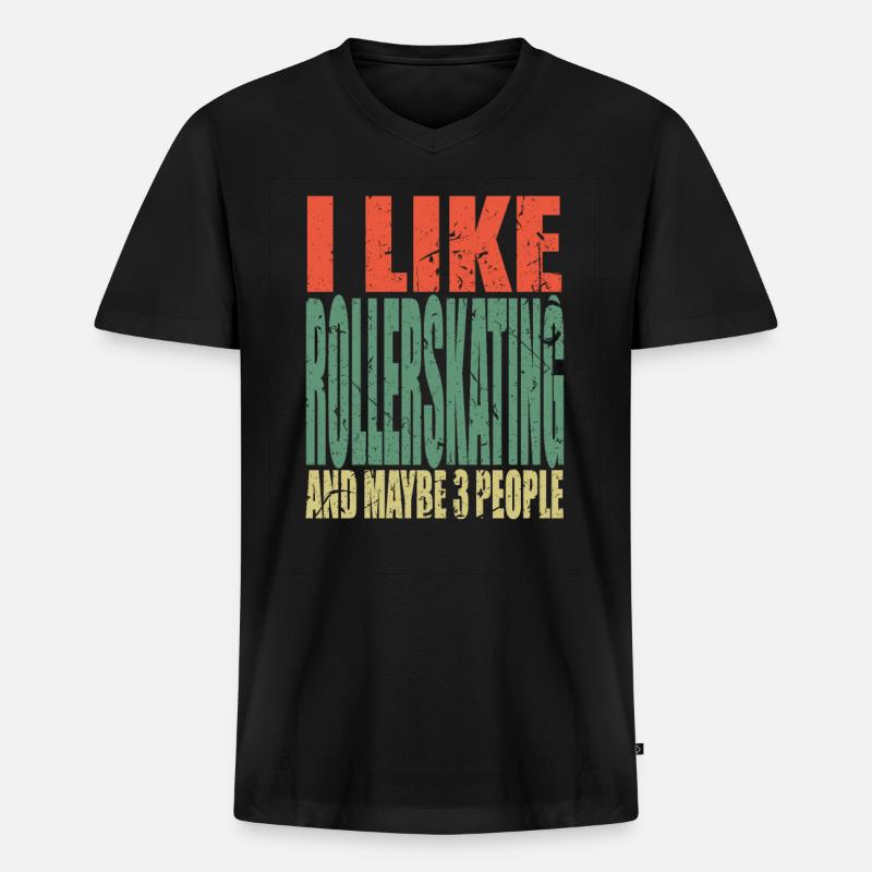 Rollerskating Spruch lustig - Männer Premium Bio T-Shirt mit V-Ausschnitt - Schwarz