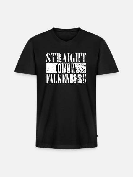 straight outta Falkenberg - Männer Premium Bio T-Shirt mit V-Ausschnitt - Schwarz