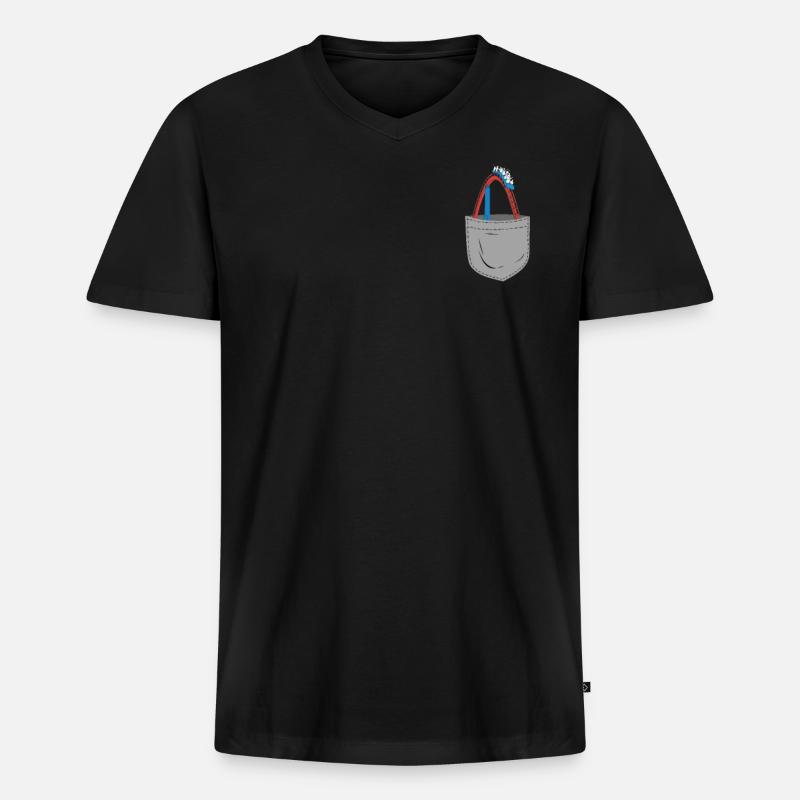 Roller Coaster Pocket - Männer Premium Bio T-Shirt mit V-Ausschnitt - Schwarz