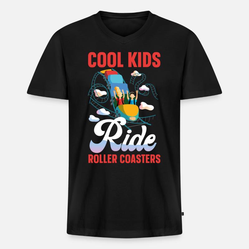 Roller Coaster Cool Kids Ride - Männer Premium Bio T-Shirt mit V-Ausschnitt - Schwarz