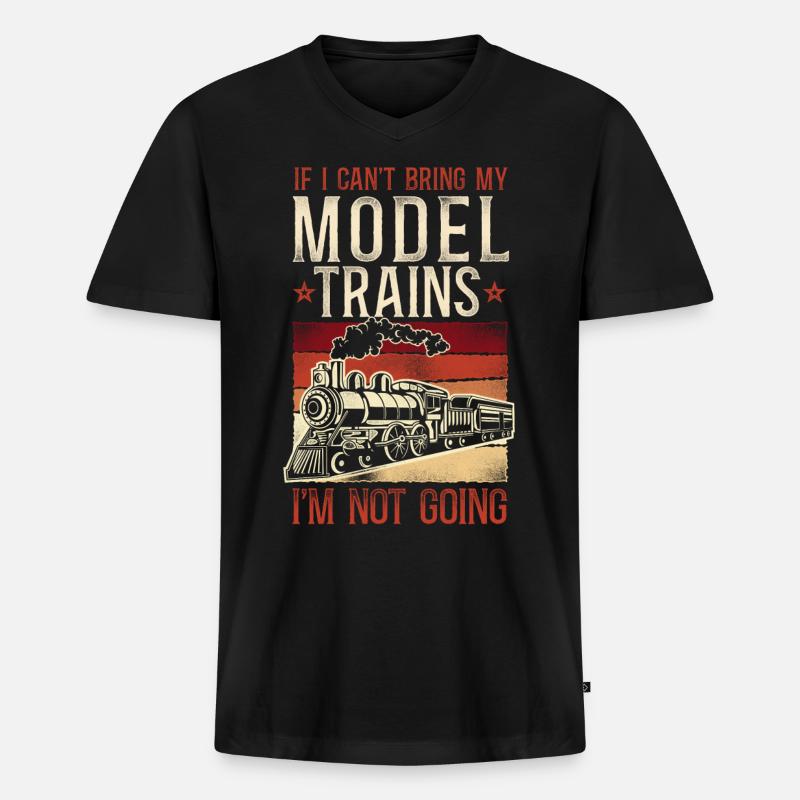Steam Train Driver Trainspotting - Männer Premium Bio T-Shirt mit V-Ausschnitt - Schwarz