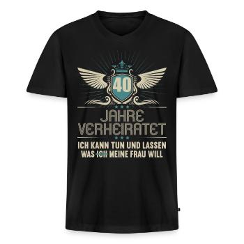 40 Jahre verheiratet kann tun 40.Hochzeitstag - Männer Premium Bio T-Shirt mit V-Ausschnitt - Schwarz - Vorne - Nico (187cm)