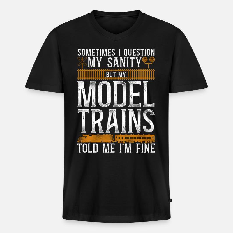 Freight Diesel Train Driver - Männer Premium Bio T-Shirt mit V-Ausschnitt - Schwarz