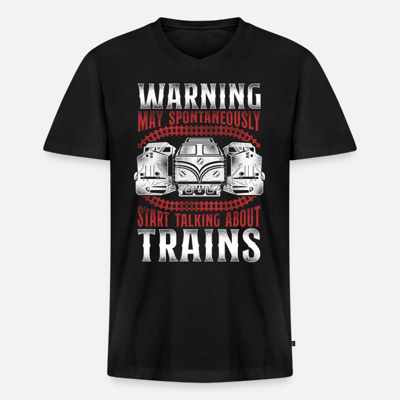 Freight Diesel Train Driver - Männer Premium Bio T-Shirt mit V-Ausschnitt - Schwarz