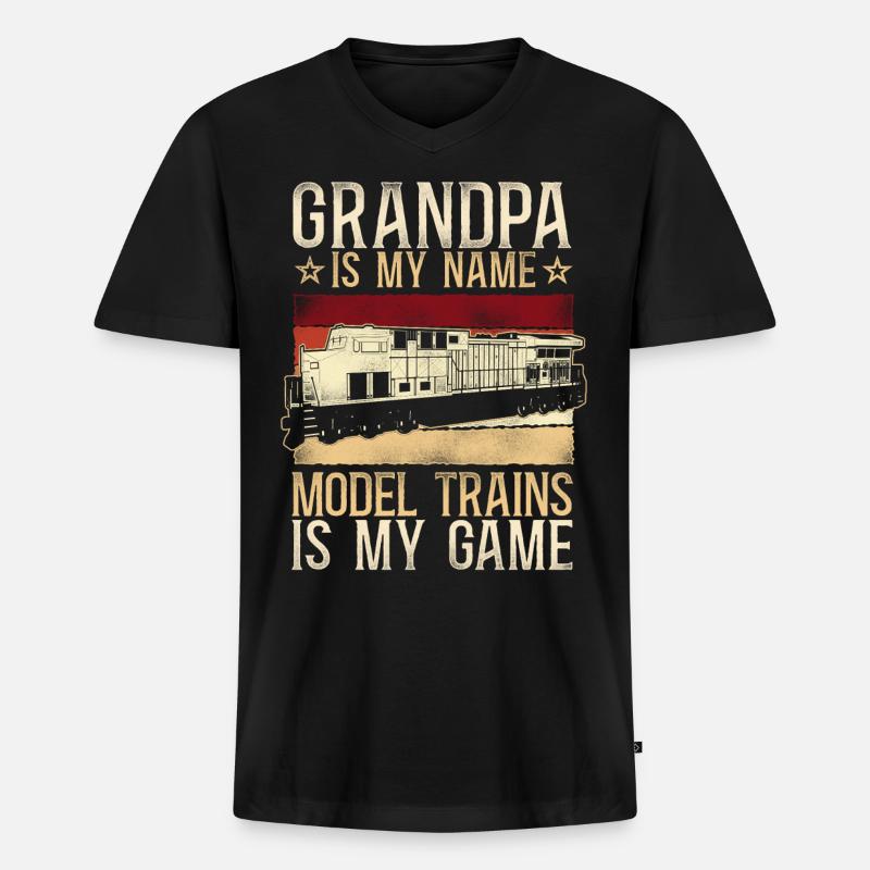 Freight Diesel Train Driver - Männer Premium Bio T-Shirt mit V-Ausschnitt - Schwarz